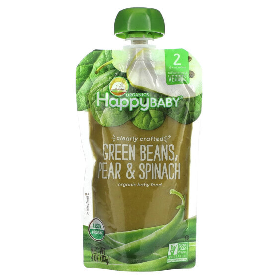 Happy Baby, Clearly Crafted, 6+ Months, Green Beans, Pear & Spinach, 4 oz (113 g)