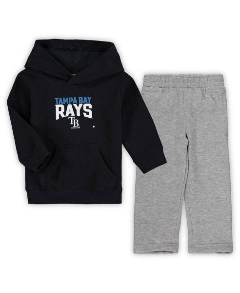 Toddler Boys Navy, Heather Gray Tampa Bay Rays Fan Flare Fleece Hoodie and Pants Set