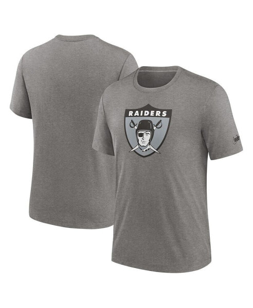 Men's Heather Charcoal Las Vegas Raiders Rewind Logo Tri-Blend T-shirt