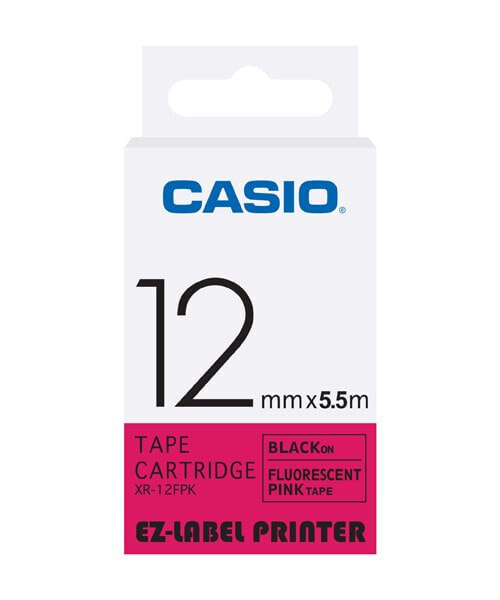 Casio XR-12FPK - Black on red - 1.2 cm - 5.5 m