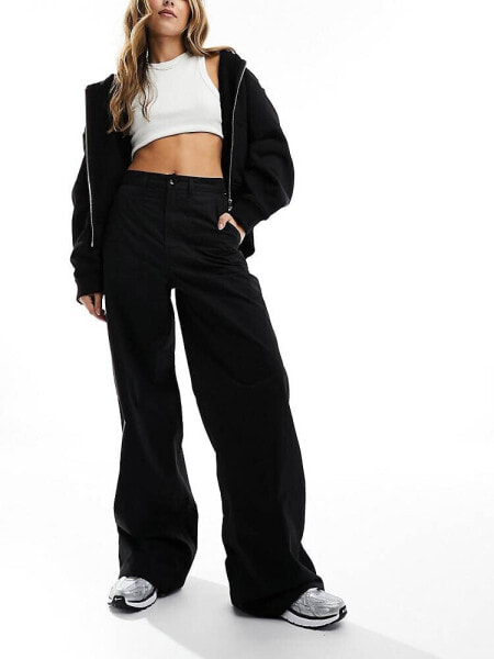 Tommy Jeans claire high rise wide cargo pant in black