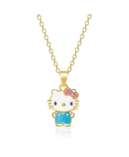 Sanrio Yellow Gold Flash Plated and Pink Crystal Pendant - 18'' Chain, Officially Licensed Authentic