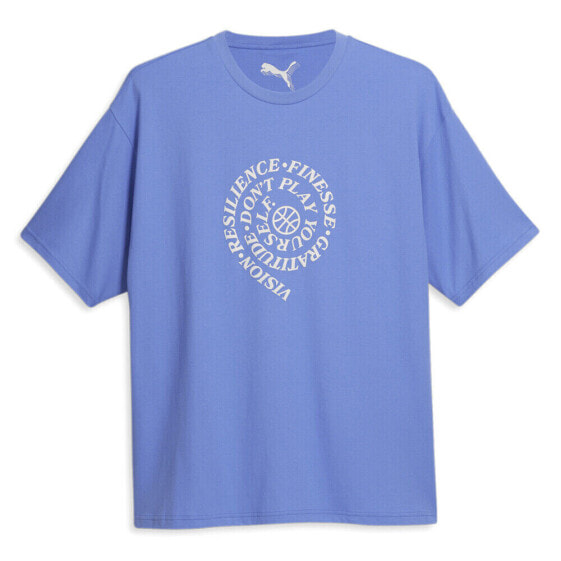 Футболка унисекс Puma HOOPS Culture Crew Neck 3/4 Sleeve T-Shirt X Skylar синего цвета