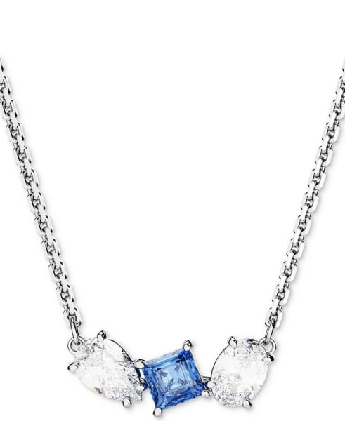 Rhodium-Plated Mixed Crystal Pendant Necklace, 15" + 2-3/4" extender