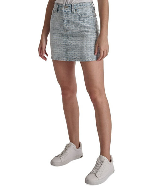 Women's Printed High-Rise Denim Miniskirt