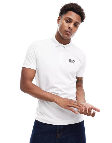 EA7 polo shirt in white with chest logo