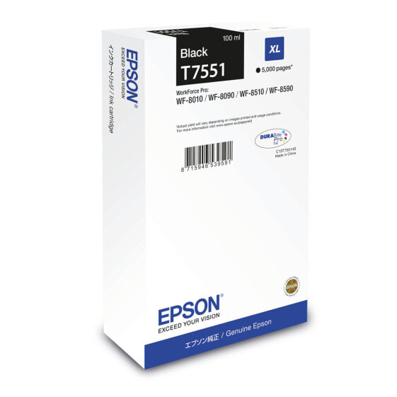 Картридж с оригинальными чернилами Epson C13T755140 Чёрный