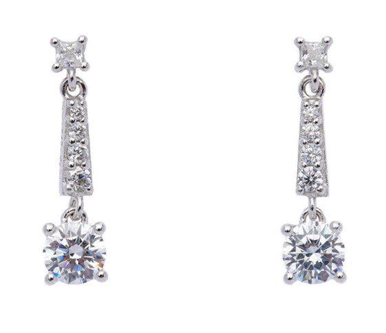 Charming silver earrings with cubic zirconia Slim 62257