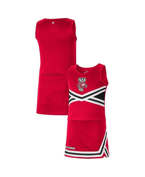 Big Girls Red Wisconsin Badgers Carousel Cheerleader Set