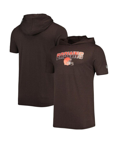 Men's Heathered Brown Cleveland Browns Team Brushed Hoodie T-shirt