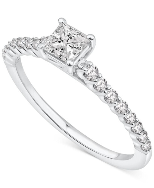 Diamond Princess-Cut Engagement Ring (3/4 ct. t.w.) in 14k White Gold