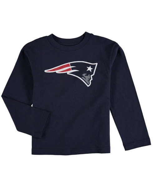 Футболка для малышей OuterStuff Футболка с длинным рукавом с логотипом команды New England Patriots синего цвета для мальчиков и девочек