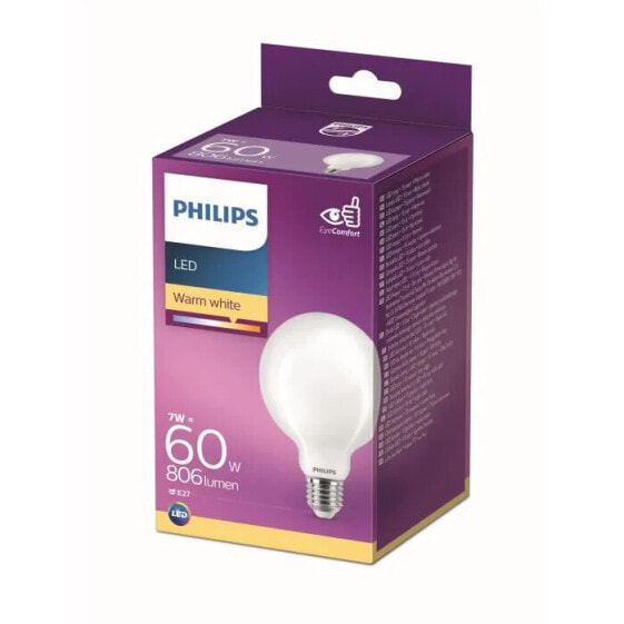 Philips LED-Lampe quivalent 60W E27 Warmwei, nicht dimmbar, Glas