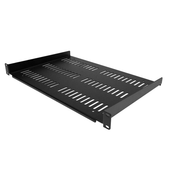 StarTech.com 1U Server Rack Shelf - Universal Vented Rack Mount Cantilever Tray for 19" Network Equipment Rack & Cabinet - Durable Design - Weight Capacity 55lb/25kg - 12" Deep Shelf - Black - Rack shelf - Black - SPCC - 25 kg - 1U - EIA/ECA-310-E