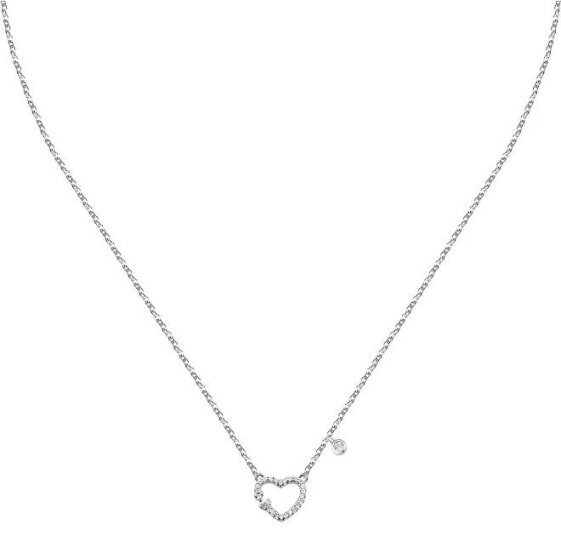 Delicate silver heart necklace with zircons Silver LPS10AWV12