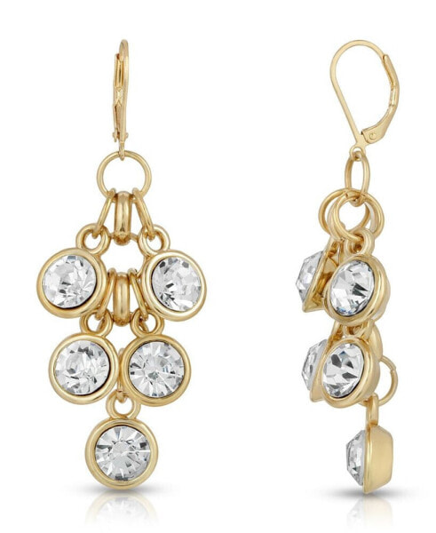 Gold-Tone Crystal Cluster Drop Earrings