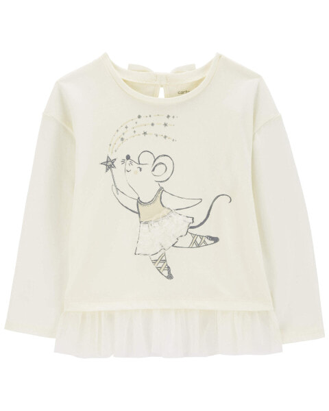 Baby Cream Mouse Print Top 12M