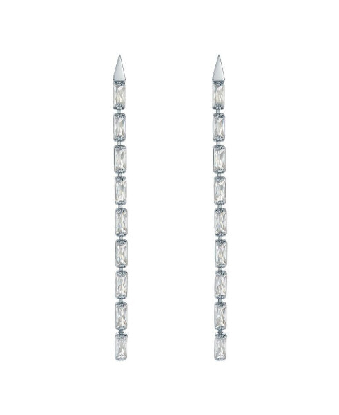 ISALIE: Crystal Baguette Slinky Drop Earrings