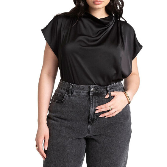 Plus Size Pleat Detail Satin Shirt