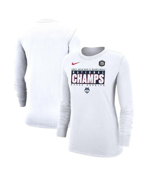 Women's White UConn Huskies 2023 NCAA Men's Basketball National Champions Pebble Long Sleeve T-shirt