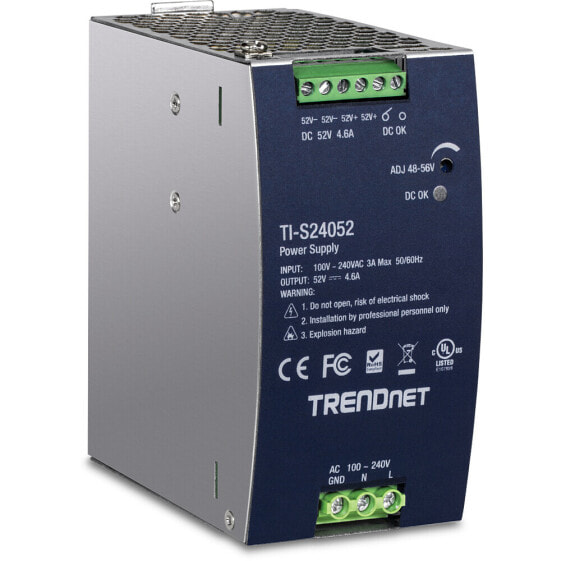 TRENDnet TI-S24052 - Power supply - Black - Over current - Over power - Over voltage - Overheating - Short circuit - 200000 h - FCC UL 62368 CB IEC 62368 UL 508 - 240 W