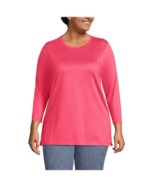 Plus Size 3/4 Sleeve Cotton Supima Tunic