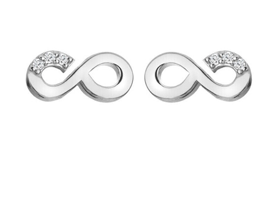 Charming sterling silver stud earrings with diamonds Infinitely Much Loved DE731