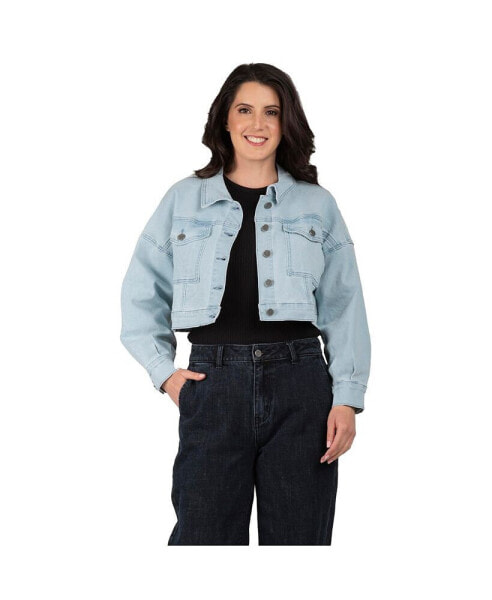 Women's Cropped Denim Trucker Jacket