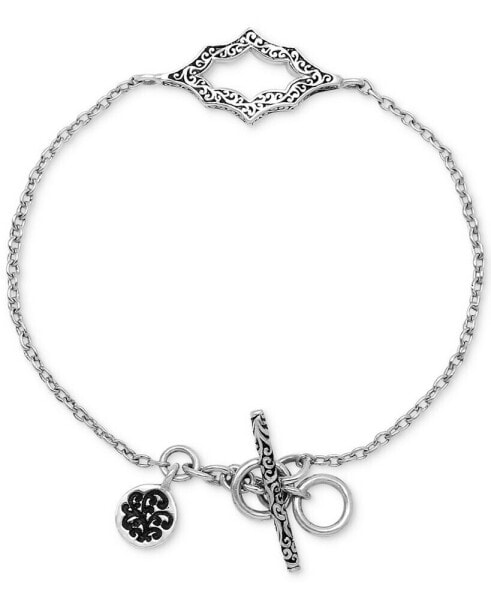 Filigree Cut-Out Toggle Bracelet in Sterling Silver