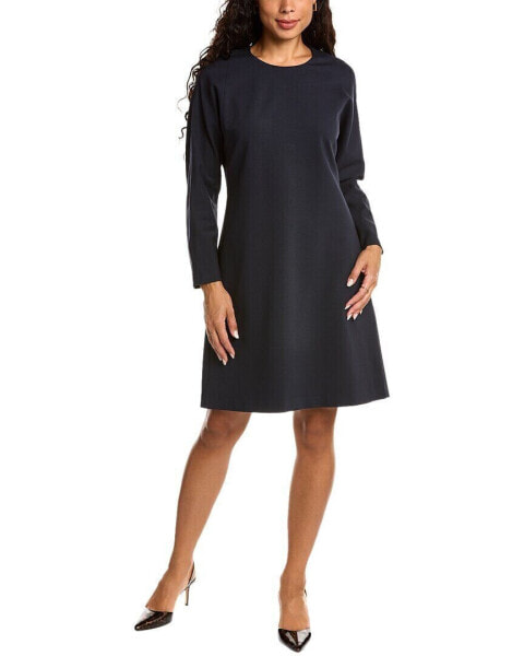 Lafayette 148 New York Jewel Neck A-Line Dress Women's Navy Xxs