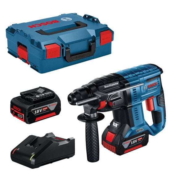 Bosch Akku-Bohrhammer GBH 18V-21 mit SDS plus 2x 4,0 Ah Akku + Lader in L-BOXX