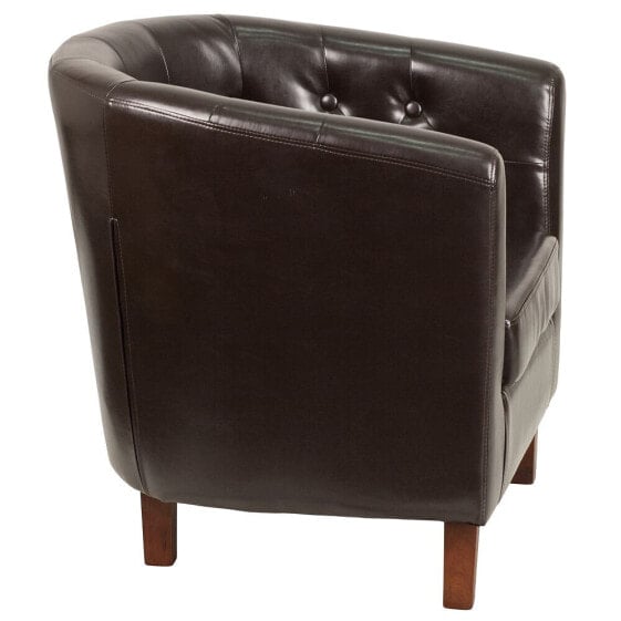Hercules Cranford Series Brown Leather Tufted Barrel Chair