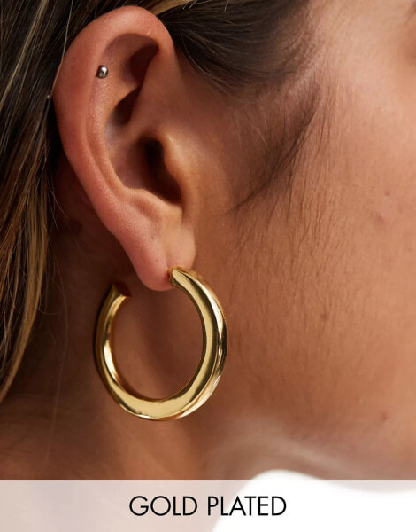 ASOS DESIGN 14k gold plated tube hoop earrings