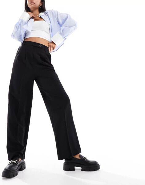 New Look wide leg trousers in black