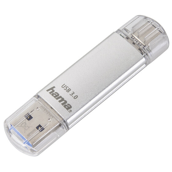 Hama C-Laeta - 128 GB - USB Type-A / USB Type-C - 3.2 Gen 1 (3.1 Gen 1) - 70 MB/s - Cap - Silver