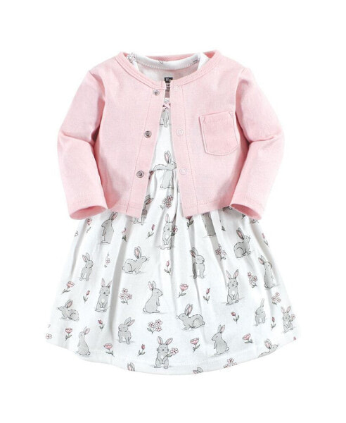 Платье и кардиган Hudson Baby для маленьких девочек, набор "Кролики и цветы"