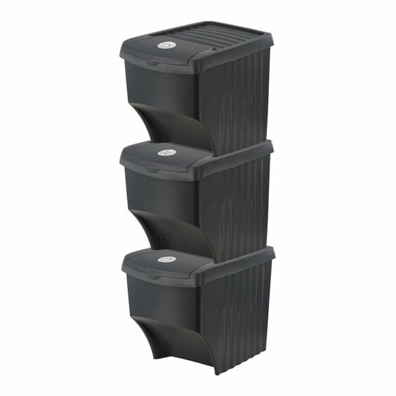 Набор кубиков Sortibox Чёрный Штабелируемые (3 штук)