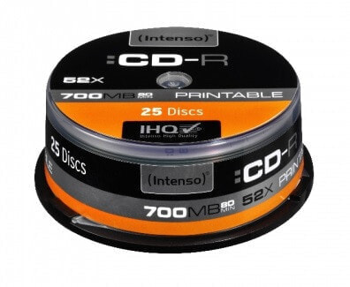 Intenso CD-R 700MB - 52x - CD-R - 120 mm - 700 MB - Cakebox - 25 pc(s)