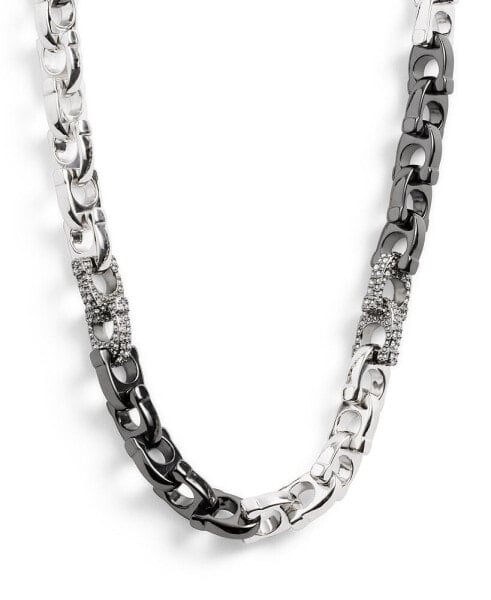 Faux Stone Pave Signature Link Collar Necklace