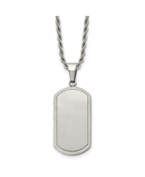 Chisel polished Laser Cut Edges Dog Tag on a Rope Chain Necklace