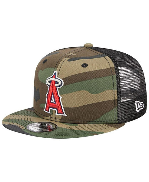 Men's Camo Los Angeles Angels Woodland Camo Trucker 9FIFTY Snapback Hat