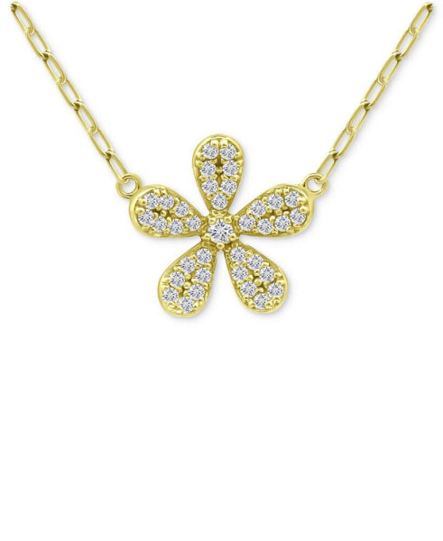 Giani Bernini cubic Zirconia Flower Pendant Necklace in 18k Gold-Plated Sterling Silver, 16" + 2" extender, Created for Macy's