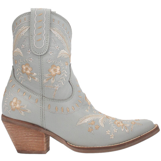 Dingo Primrose Embroidered Floral Snip Toe Cowboy Booties Womens Grey Casual Boo