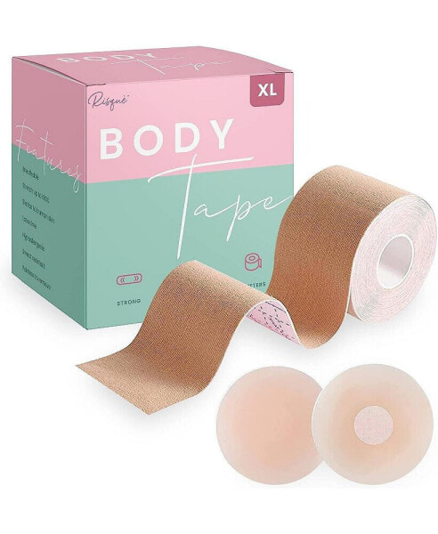 Plus Size XL Beige Breast Lift Tape, With 2 reusable silicon covers included | 1 roll tape