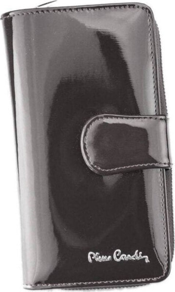 Pierre Cardin Pionowy, lakierowany portfel damski z opaską na zatrzask