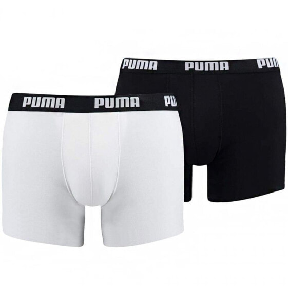 Трусы боксеры мужские черные/белые 2 пары Puma Puma Basic Boxer 2P white black 521015001 301