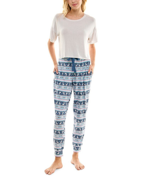 Women's Printed Drawstring Jogger Pajama Pants