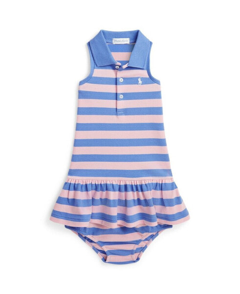 Baby Girls Striped Mesh Polo Dress