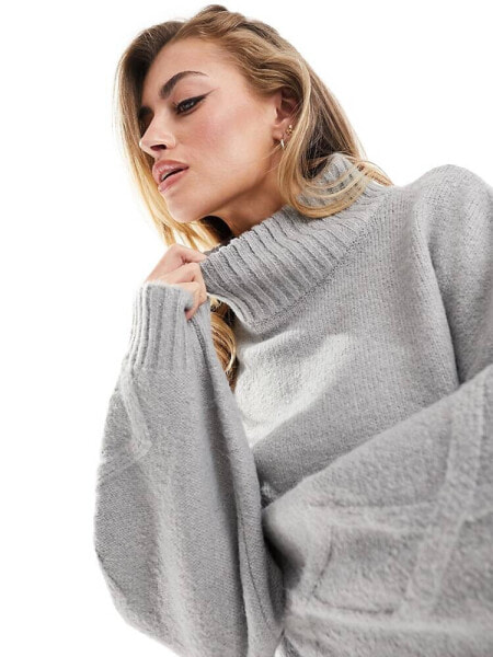 NA-KD knitted jumper with arm detail in grey