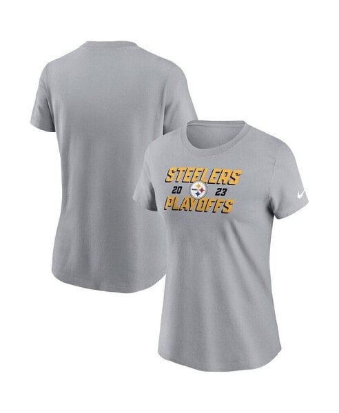 Women's Gray Pittsburgh Steelers 2023 NFL Playoffs Iconic T-Shirt